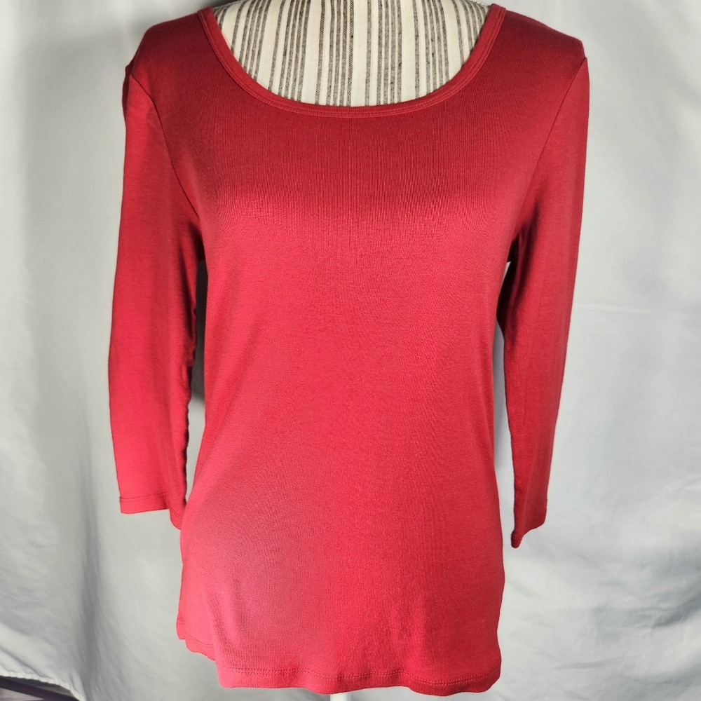 Architect Red Three Quarter Sleeves 100% Cotton Top Size Large